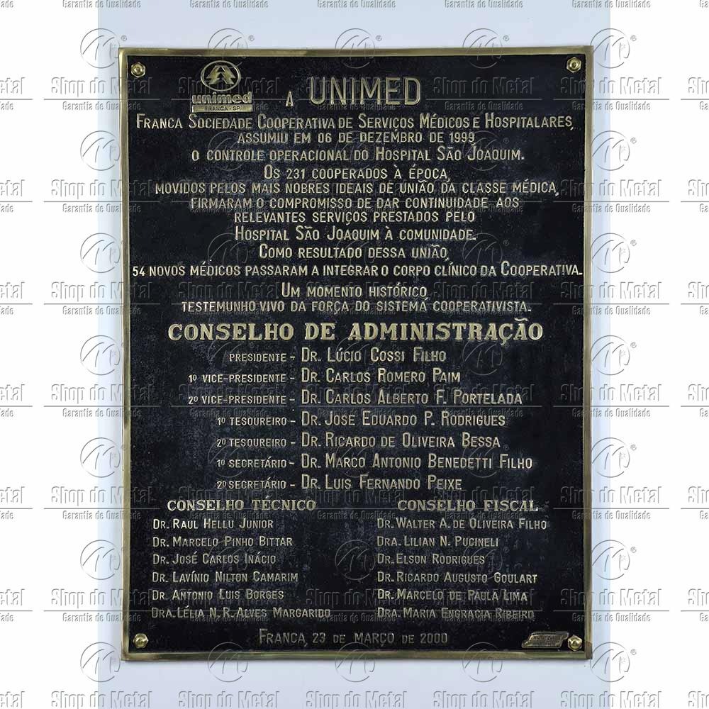 Placa de Bronze Fundido